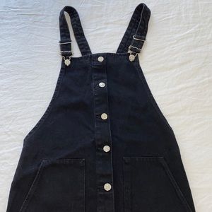 Black denim overalls